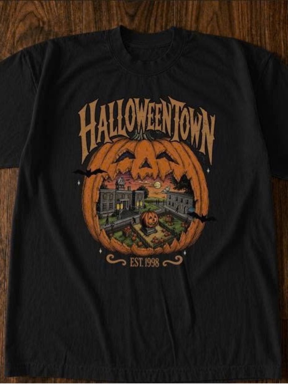 Halloween Town Graphic Tee - Black & Orange